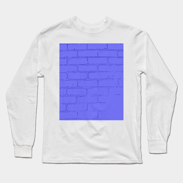 Blue Brick wall Long Sleeve T-Shirt by Boo Face Designs